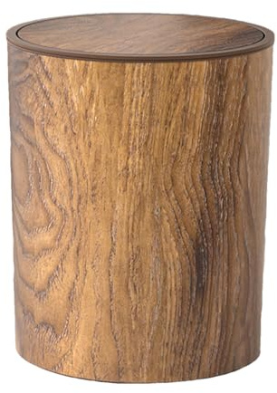 Generisch Poubelle en bois - Corbeille à papier en bois - Poubelle multifonction avec couvercle basculant - Poubelle réglable de style rétro - Portable - Pour salle de bain, salon, bureau, dortoir