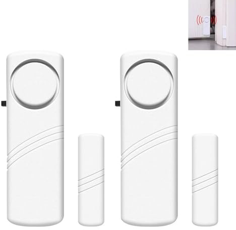 Lot de 2 alarmes de porte et de fenêtre, alarme de porte sans fil 95 dB, détecteur d'alerte d'entrée puissant, facile à installer, sécurité à domicile, garage, magasin, bureau, alerte antivol pour