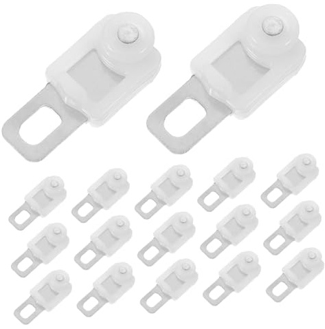 CVUTOVO Deslizadores para Riel De Cortina 20 Piezas, Acero Inoxidable, Rodamiento De Bolas Silencioso, Gancho Cuadrado para Cortinas Pesadas, Uso Dormitorio y Oficina