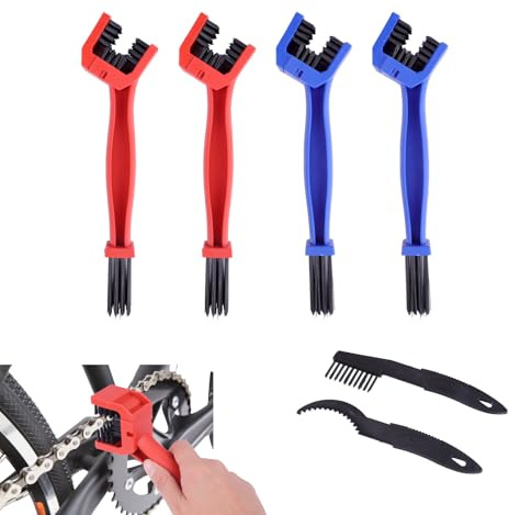 4 Piezas Kit de Limpieza de Cadenas, Limpiador Cadena Moto, Cepillo Cadena Moto, Kit Limpieza Moto para Moto y Bicicleta, Cepillos de Tres Lados para Limpiar Cadenas, Engranajes y Ruedas Dentadas