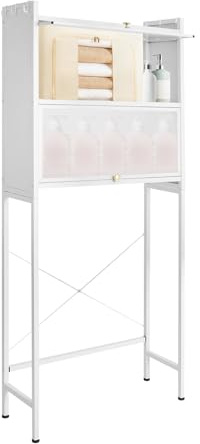 Armario para lavadora con ganchos, 3 niveles, capacidad de carga de 50 kg, estante con puertas para detergente