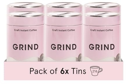 Grind Specialty Grade Instant Coffee – Pack of 6 – 100% Arabica – Medium Roast – Sustainably Sourced – 216 Cups
