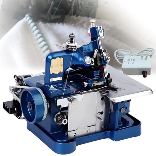 250W overlock- och overlockmaskiner - 3000 stygn/min industriell automatisk symaskin för stickade tyger, jeans, tält och varor, 3-stygnskapacitet Blue