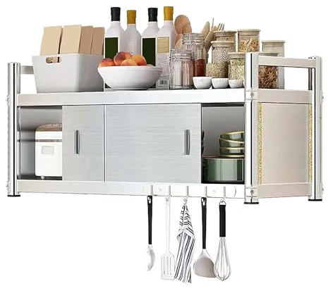 Armario de Pared de Acero Inoxidable Armario Metalico Garaje con Puertas Correderas Diseño Ajustable Que Ahorra Espacio para Cocina, Baño, Garaje, Bares, Escuelas, Oficinas(120 * 30 * 50cm)