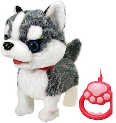 Cachorro interactivo que habla cantando con la cola que mueve y lame la lengua, perfecto para niños (negro, 28 cm)
