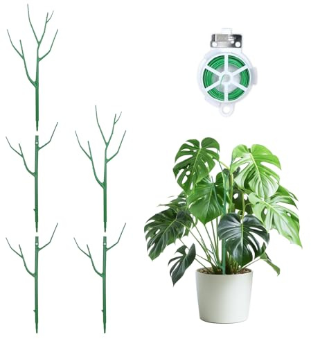 Obralitic 5 Pack Stackable Plant Supports Stakes, Sturdy Garden Trellis for Climbing & Vining Plants, Monstera, Pothos & Philodendron - Reusable Plant Stakes for Indoor & Outdoor Potted Plants