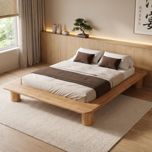 skølm Vestri Futonbett 140x200 cm, Eiche massiv, Natur, 25 cm hoch, modern