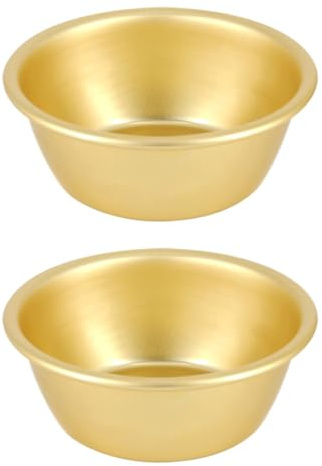 SILENRADAWN Set 2 Ciotole di Riso in Alluminio Dorato Stile Coreano, Ciotole Creative per Vino Caldo senza Manico, Leggere e Impilabili, per Uso Domestico e Feste