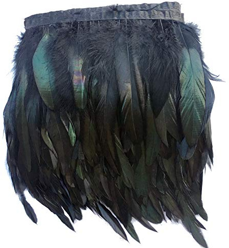 Sowder Federborte mit Fransen, 12–17 cm breit, ca. 4,5 Meter Schwarz