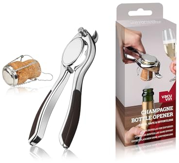 Vacu Vin 68625606 Pinza Champagne, Inossidabile, Acciaio/Nero, 7.2x18.4x3.7 cm