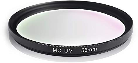 Filtre UV MC. Cadre en Aluminium et Verre Optique. Revêtement Hydrofuge et Anti-Rayures. pour Canon Sony Nikon Leica Fujifilm Panasonic Pentax Sigma Tamron Pentax (55mm)