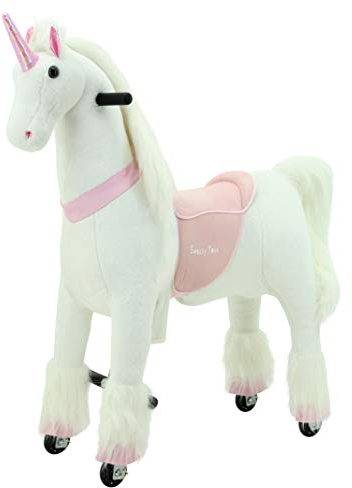 Sweety Toys 7264 Reittier groß Einhorn auf Rollen für 4 bis 9 Jahre-Riding Animal