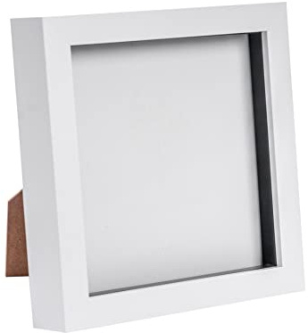 Nicola Spring 3D Shadow Box Photo Frame - 6x6 (15x15cm) - Pack of 1 - White 3D Photo Frame Box Picture Memorabilia Display Case for Crafts, Keepsakes, Wedding, Graduation