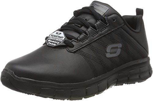 Skechers Women's Sure Track Erath - Ii Lace up Sneakers, Black Black Leather Blk, 4.5 UK