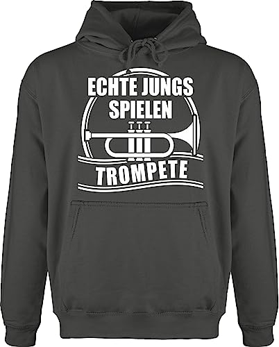 Shirtracer Hoodie Herren Pullover Männer - Musik Instrument Zubehör - Echte Jungs Spielen Trompete - XL - Anthrazit - Instrumente hoddis für Musiker musikinstrumente