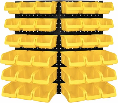 WallPeg Pegboard Bins Garage Organization - Parts Bin Kit Hooks to Peg Board Panels Workbench & Tool Organizer Larger Size Bins for Home Office Crafts Shop (Yellow, PB-36-Y)