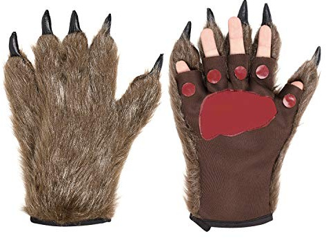 IBLUELOVER Halloween Handschuhe Kunstpelz Werwolf Kostüm Requisiten Horror Party Deko mit Plüschhaar Tier Monster Cosplay Karneval Fasching Zubehör Maskerade Spukhaus