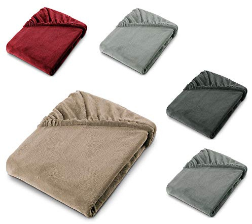 aqua-textil Feelwell Spannbettlaken 140 x 200 cm Taupe Coral Fleece Spannbetttuch Mikrofaser Laken