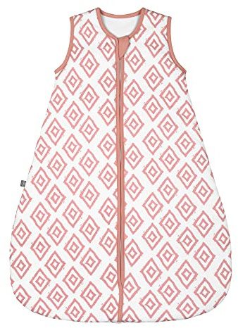 emma & noah Baby Schlafsack 2.5 TOG, Strampelsack für den Herbst und Winter in vielen Farben, Bio-Baumwolle, OEKO-TEX Zertifiziert, Schlafsack für Neugeborene (Rauten Rosa, 90 cm)