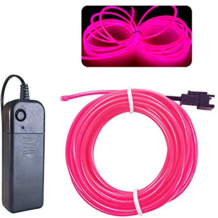 EL-Draht, Rosa, 10 m, Neonlichter, tragbar, leuchtend, Stroboskop, Elektrolumineszenzdraht für Partys, Halloween, Weihnachten, DIY-Dekoration