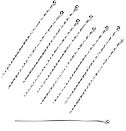 My-Bead 20 Stück Kettelstifte Nietstifte 925 Sterling Silber 70mm x 0,5mm Kopf Ø 1,8mm für Ohrhänger Juweliers- Qualität DIY