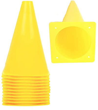 TSKDKIT 15 Pcs Training Cones Marker Plastic Cones Training Marker Football Traffic Cones Marker for Games, Sport, Dog Training, Yellow