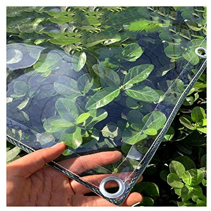 AMSXNOO Telone Trasparente, 0,3 mm Telone in PVC Impermeabile da con Occhielli, Copertura Vegetale Versatile per Padiglioni Padiglioni Terrazze Protezione dal Vento (Size : 2x3m)