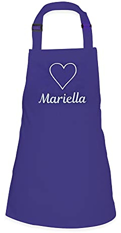 Wolimbo Kinder-Kochschürze - personalisierte Koch-Schürze mit Name - verstellbares Nackenband - individuelle Back-Schürze mit Wunsch Motiv/Name - lila