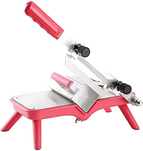 MNSSRN Stainless Steel Manual Meat Slicer, Meat Slicer Small Household Multifunctional Slicer, Suitable for Frozen Meat And Vegetables, Adjustable Thickness,Pink