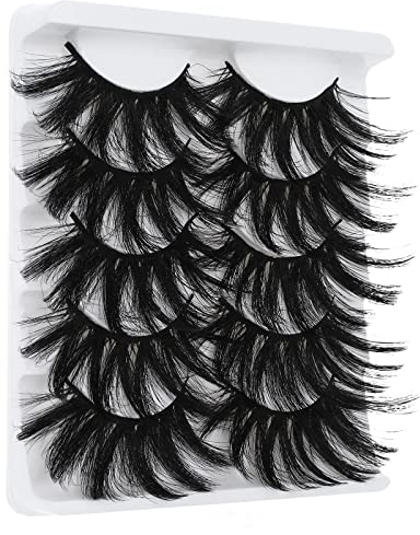 Molain Ciglia finte multistrato, 25 mm, in finto visone, confezione da 5 paia di ciglia sottili lunghe e spesse e soffici (stile #26)