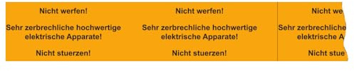 Dönges Verpackungsklebeband, gelb/schwarz, 50 mm x 66 m, Text: Nicht werfen! (Klebeband Paketband Warnband Paketklebeband Verpackungsband Packband) Material: PVC-Folie, selbstklebend
