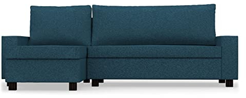 COMFORTLY Schonbezug für Schlafsofa mit Chaiselongue, handgefertigt, kompatibel mit VILASUND Couch, nur Bezüge (strapazierfähig, blau)
