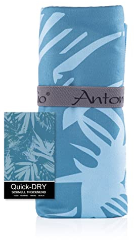 Antonio - Mikrofaser Strandtuch & Badetuch XXL 160 x 80 cm blau - Damen & Herren Strand-Handtuch & Badetücher schnelltrocknend, leicht groß - Microfaser Sport-Handtuch für Fitness, Yoga, Reise Wandern