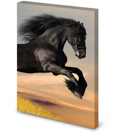 Magnettafel Pinnwand Bild Pferd Friese Rappe XXL gekantet Größe 80 x 100 cm