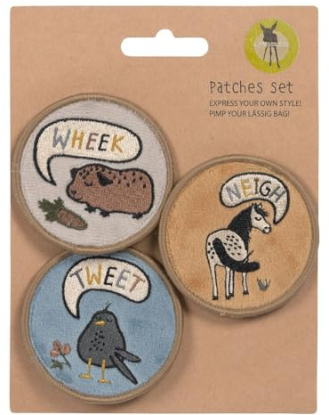 LÄSSIG Set di ciondoli e toppe (3 pezzi) con chiusura a scatto/School Patches Set Happy Prints