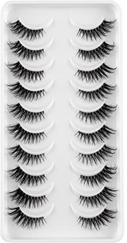 Clear Band Falsche Wimpern D Curl Russische Streifen Falsche Wimpern Manga Lashes Natürlich aussehende falsche Wimpern, die wie einzelne Cluster aussehen Wispy Mink Eye Lashes Pack (DKF14)