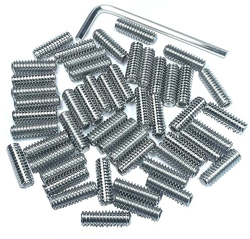 ZDingTech 50pcs Set Screws 1/4-20 x 3/4 Stainless Steel Allen Head Hex Socket Set Screws with 1/8 Allen Wrench, Hex Grub Screws (3/4 Length)