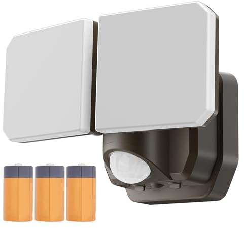YTKIH Batteriebetrieben Aussenlampe mit Bewegungsmelder,5000K,1000LM Hohe Helligkeit Außenleuchte,49 Fuß Reichweite,Keine Verkabelung,für den Innen- und Außenbereich