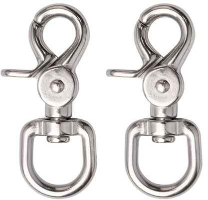 UFURMATE Swivel Clip, 2Pcs 316 Stainless Steel Leash Swivel Snap Hooks Locking Dog Leash Buckle Quick Release Buckles 360 Degree Swivel Clips for Dog Walking Camping Hiking (Silver, 17mm Ring)