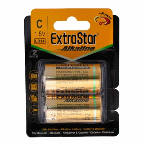 A2ZWORLD Pila Batteria LR14 1,5V 8000mAh, Pile Alcalina Torcia C, Compatibile Con Duracell MN1400 (2)