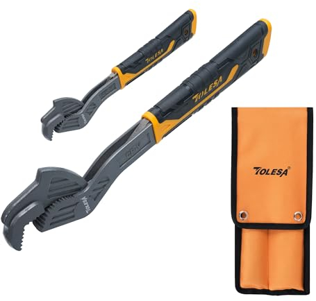TOLESA Universal CR-V Rohrzange Selbsteinstellend mit breiter Backe 9-43mm, 2er Pack Schnellverstellende Rohrzangen für Küche, Bad, enge Räume