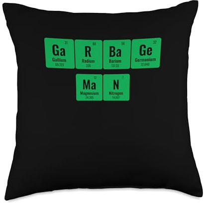 Garbage Man Periodic Table Trash Collector Waste Management Throw Pillow