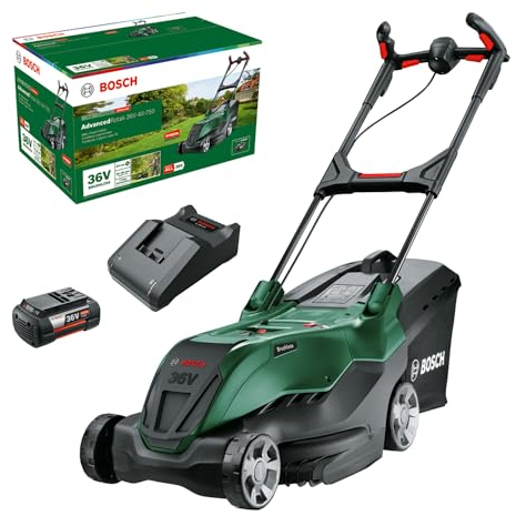 Bosch leistungsstarker Akku-Rasenmäher AdvancedRotak 36V-44-750 (zum Rasenmähen; 36-Volt-System; Schnittbreite: 44 cm; Set, mit 1x 4.0 Ah- Akku und Ladegerät)