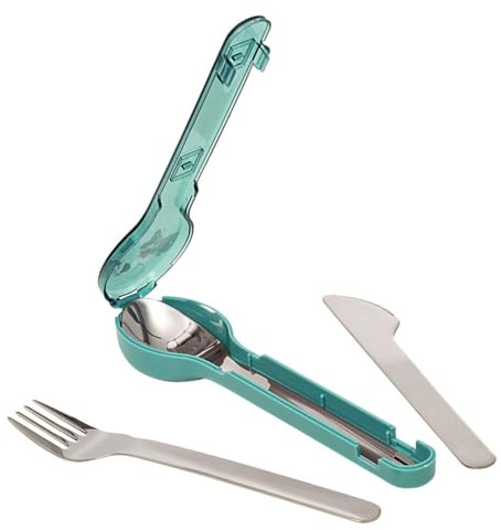 moses. Besteckset to go, Reisebesteck aus Edelstahl, Outdoor & Camping Besteck-Set mit Aufbewahrungsbox, spülmaschinengeeignet, Türkis