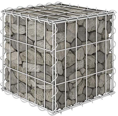 Rust-Proof Steel Wire Gabion Raised Bed Planter, 30x30x30 cm, Silver, High Load Capacity, Easy Assembly, Weather-Resistant Garden Border Mesh Grid