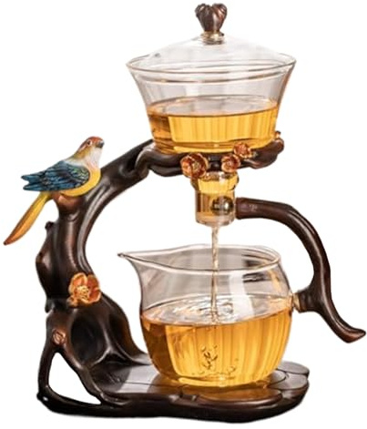 Set di tè semi -automatico, teiera magnetica in vetro di vetro borosilicato alto con infuser, 300 ml+460 ml di teiera magica, 7.8x4.9x10.4 Kung Fu Set da tè per l'ufficio Home Office Regalo da viaggi