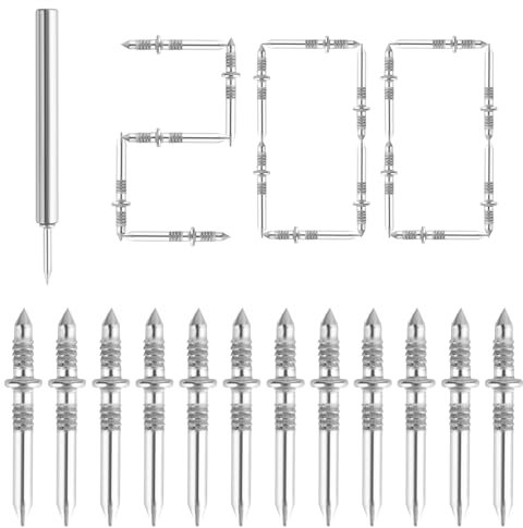 YYTECH 200 Pezzi Chiodi a Doppia Testa Viti di Sicurezza a Doppia Chiodo Senza Cuciture Chiodi Doppia Punta da Parete con 2 Utensili per Manicotti Specifici per Unghie Chiodi Nascosti per Legno