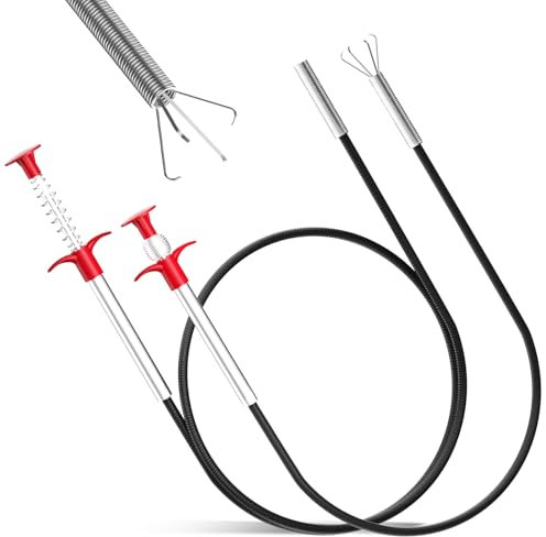 2 Pezzi Pinze per Artigli Flessibili, 160cm/60cm Pinza Artiglio Flessibile, Pinza Scarico, Stura Lavandini e Scarichi Spirale Pulizia Tubi, Pinza Pulizia Scarico per Cucina, Bagno e Fogne