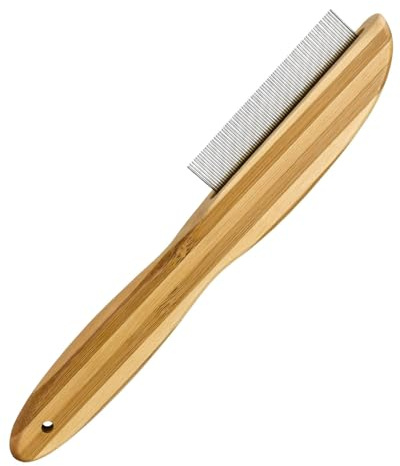 KGDUYC 1 Stück Holzgriff Schuppenkamm - Extra Feiner Zahnkamm mit Metallpickel Multifunktionaler Flohkamm Mittel Abisoliermesser Braun Trimm Messer Haustierpflege Werkzeug für Haustier Pet Unterwolle