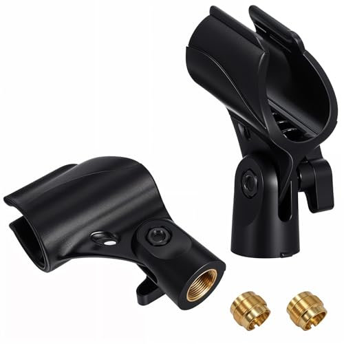 JIEYAO 2 pezzi supporto microfono universale supporto microfono clip supporto microfono per microfono supporto microfono regolabile supporto microfono nero clip microfono con spina da 5/8 pollici su